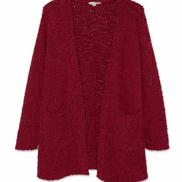 Linda Anderson Sweaters - Cozy Open-Front Women's Sweater Cardigan in Deep Burgundy